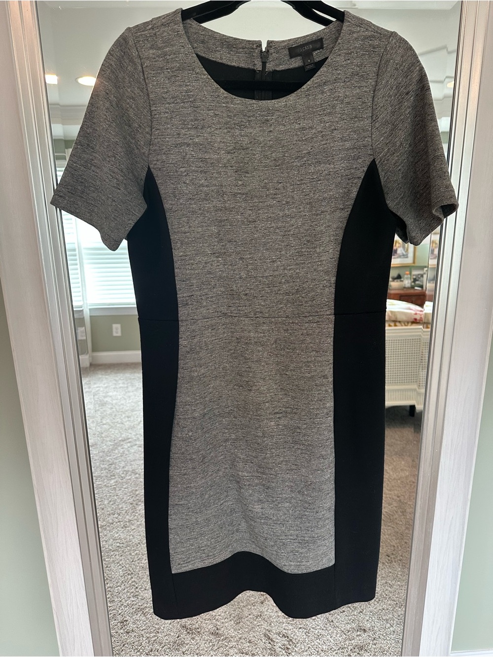 J. Crew Gray and Black Ponte Sheath Dress